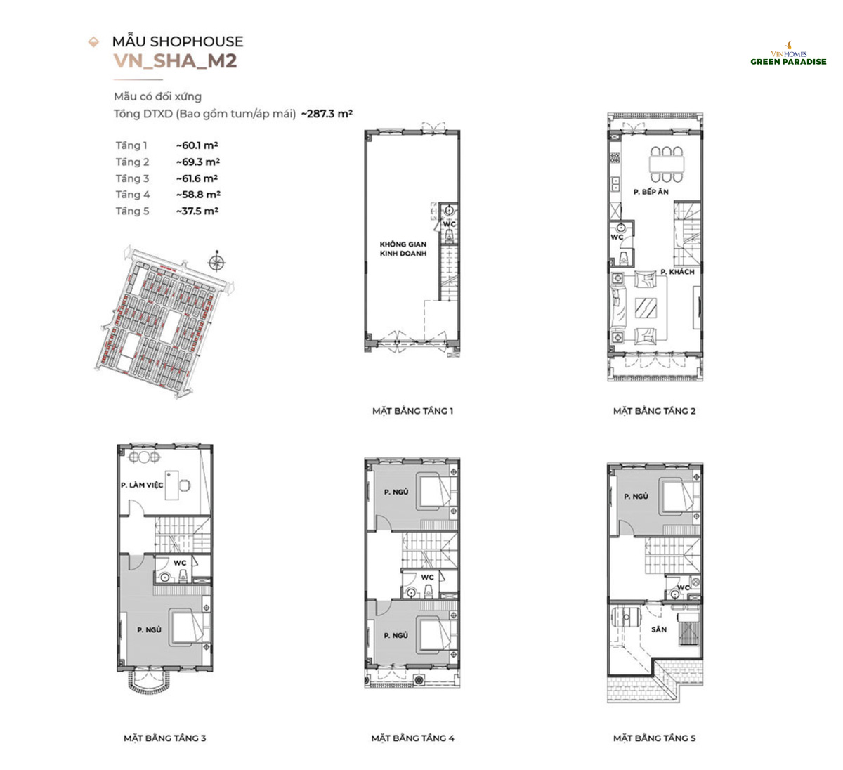 Mặt bằng Thông tin giá bán Shophouse Vinhomes Green Paradise Cần Giờ